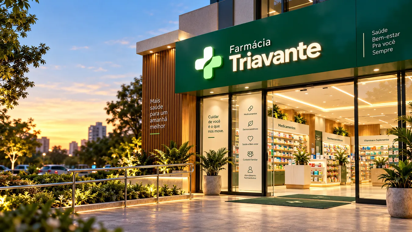 Visual ilustrativo da fachada da Farmácia Triavante